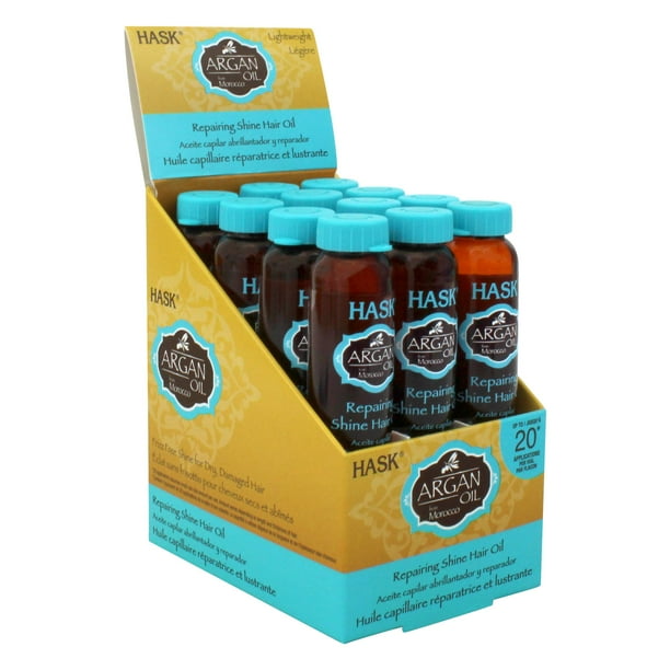 Aceite capilar HASK, reparador de argán, 12 frascos para controlar el brillo y el encrespamiento