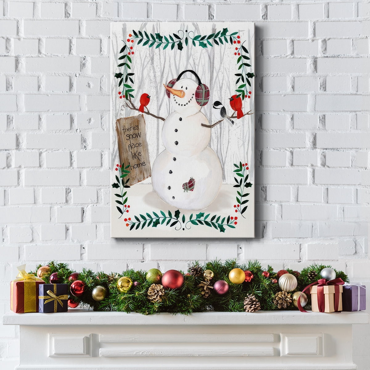 Folk Snowman Forest II- Gallery Wrapped Canvas