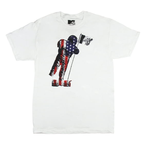 MTV Men's Music Television American USA Flag Astronaut Adult T-Shirt Tee