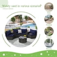 thumbnail image 6 of 7 Pieces Half-Moon Outdoor Patio Furniture Set, Rattan Patio Conversation Set with Coffee Table & 2 Sofa Side Table for Backyard, Blue, 6 of 7