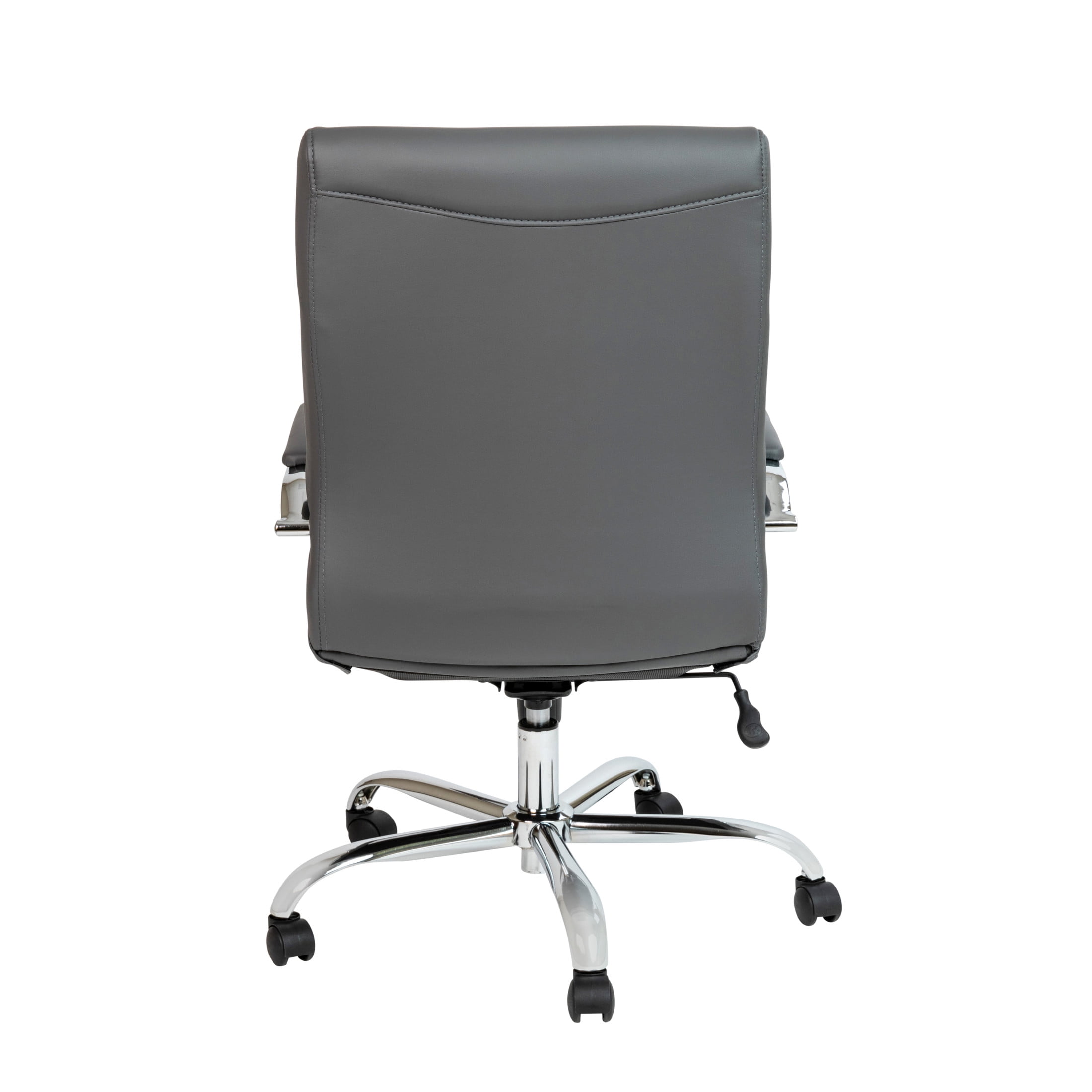 Flash Furniture Whitney Mid-Back Gray LeatherSoft Executive Swivel Office Chair with Chrome Frame and Arms
