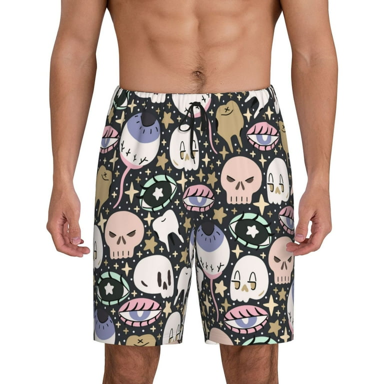 Lsque cartoon cute Skull star Mens Sleep Pajama Shorts,Short