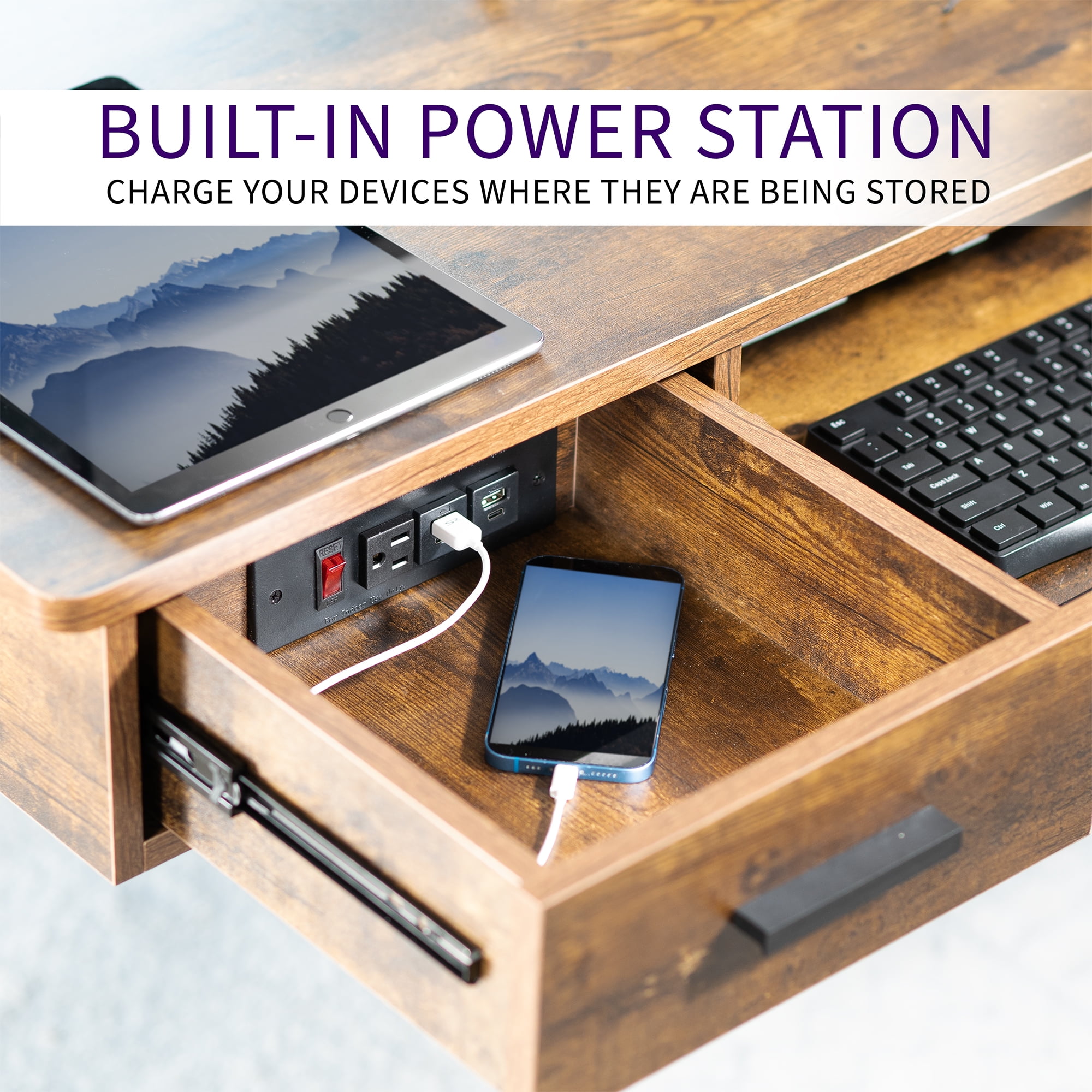 Life Finds Compact In-Drawer Outlet Charging Station Power Strip