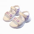 thumbnail image 5 of kpoplk Girls Open Toe Princess Flat Sandals Flower Dress Shoes Little Kid Summer Flats(Purple,13.5), 5 of 8