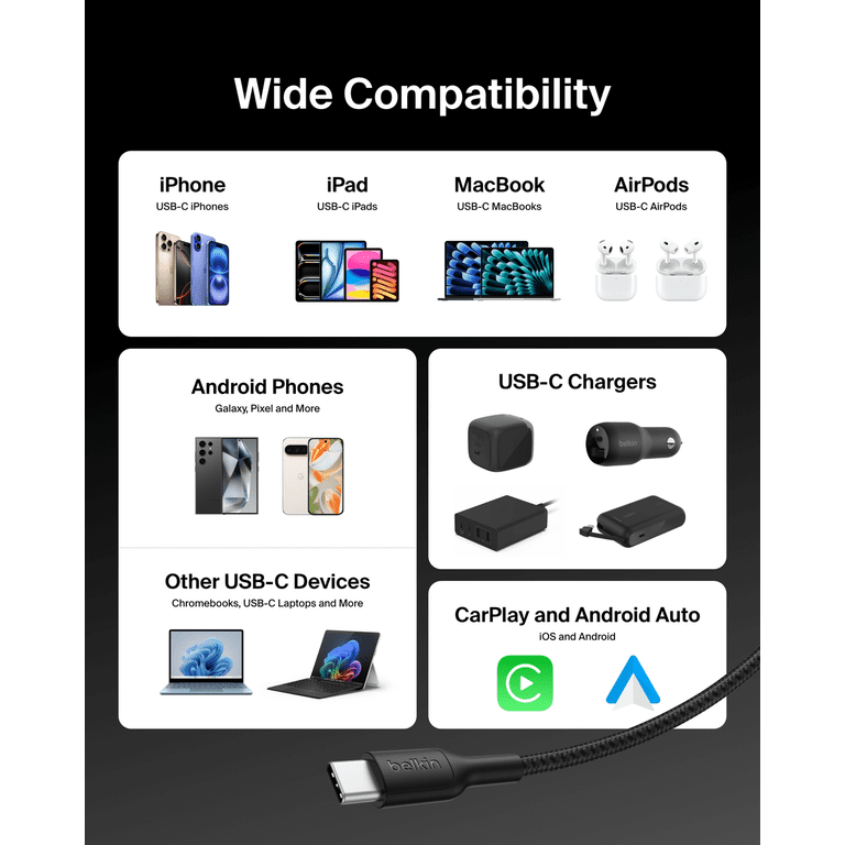 Belkin BoostCharge 240W USB-C Cable, Black, 6.6ft photo 7