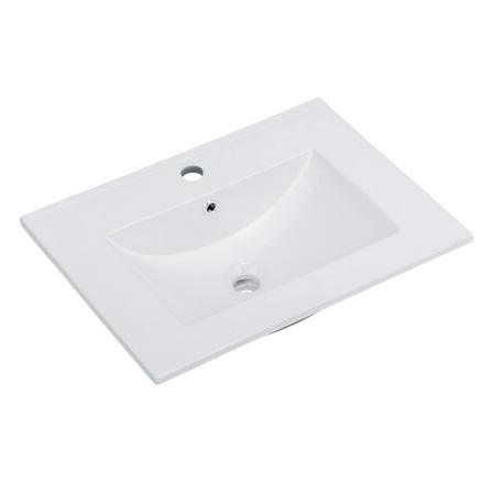 Ktaxon Ceramic Vanity Top 24 with Single Faucet Hole (Other Hardware Accessories Not Including), White