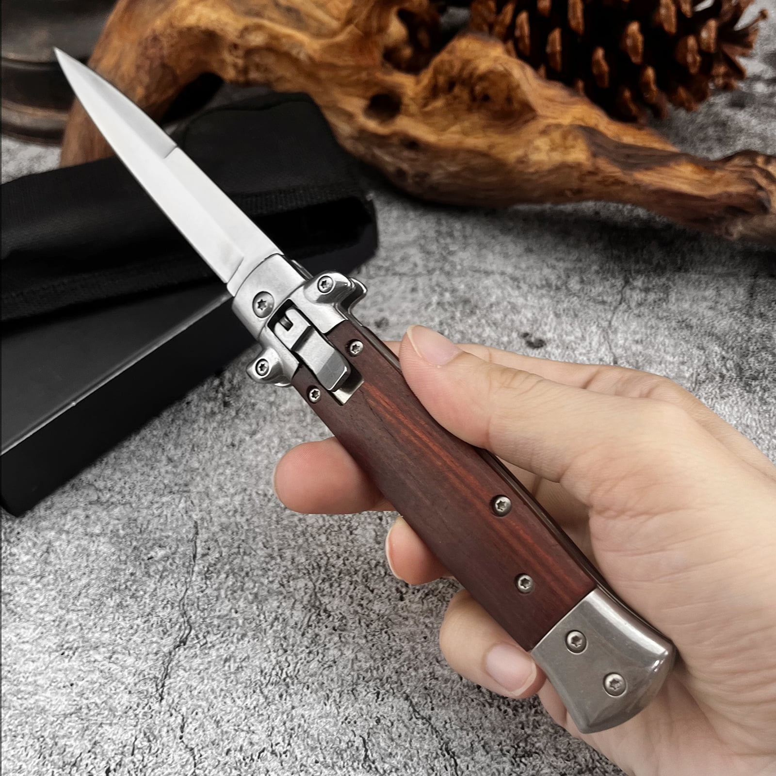 Everyday Lightweight Colored Wood Handle Utility Knife 440C Stainless Steel Blade Your Go-To Helper for Unboxing and Light Cutting Tasks at Home