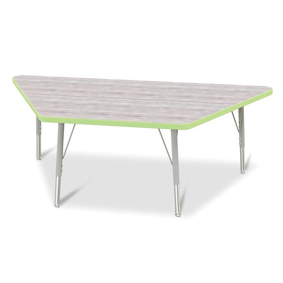Berries Trapezoid Activity Table - 30 inch X 60 inch, E-height - Driftwood Gray/Key Lime/Gray