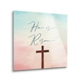 thumbnail image 2 of He Is Risen Cross Pink Fade Blue 8 x 8 Glass Wall Hanging Sign, 2 of 4