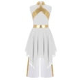 thumbnail image 6 of iiniim Girls Metallic Sleeveless Irregular Liturgical Praise Dance Dress with Wide Leg Pants Set Worship Dancewear White 6, 6 of 7