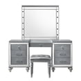 thumbnail image 2 of Benjara Lee 64" Vanity Table- Embossed Inlay- 7 Mirror Accented Drawers- Gray, 2 of 7