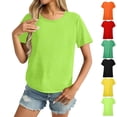 thumbnail image 1 of Sentmoon Summer Clothes for Women Crew Neck Short Sleeve Basic Spring Tops for Women Solid Color Regular Fit Blouses for Women for Work and Business Casual Red S, 1 of 9