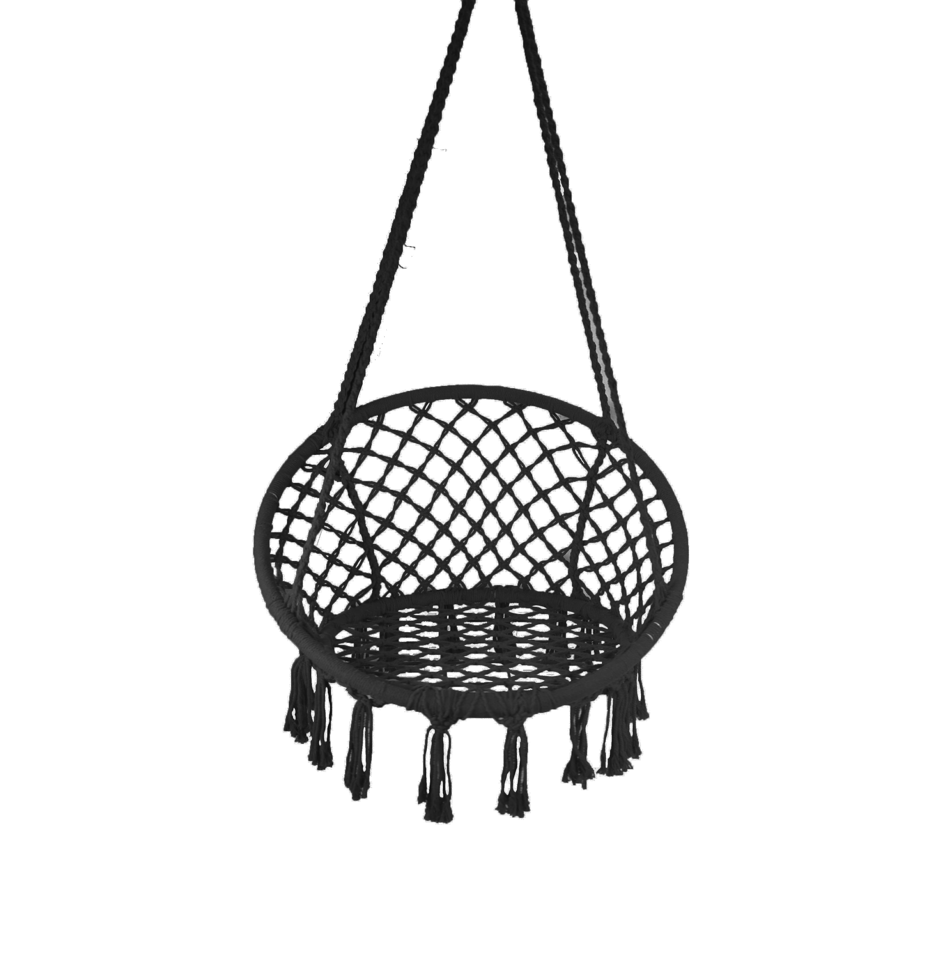 Equip Macrame Outdoor Hammock Chair, Cotton Blend Black, Size 47 