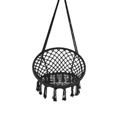 Equip Macrame Outdoor Hammock Chair, Cotton Blend Black, Size 47” L x 24” W, Capacity 250 lb