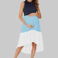 thumbnail image 2 of Fesfesfes Color Block Maternity Dress Irregular Hem Fashionable Casual Pregnancy Dress for Women Unique Design Everyday Outfit(Light Blue,XL), 2 of 7