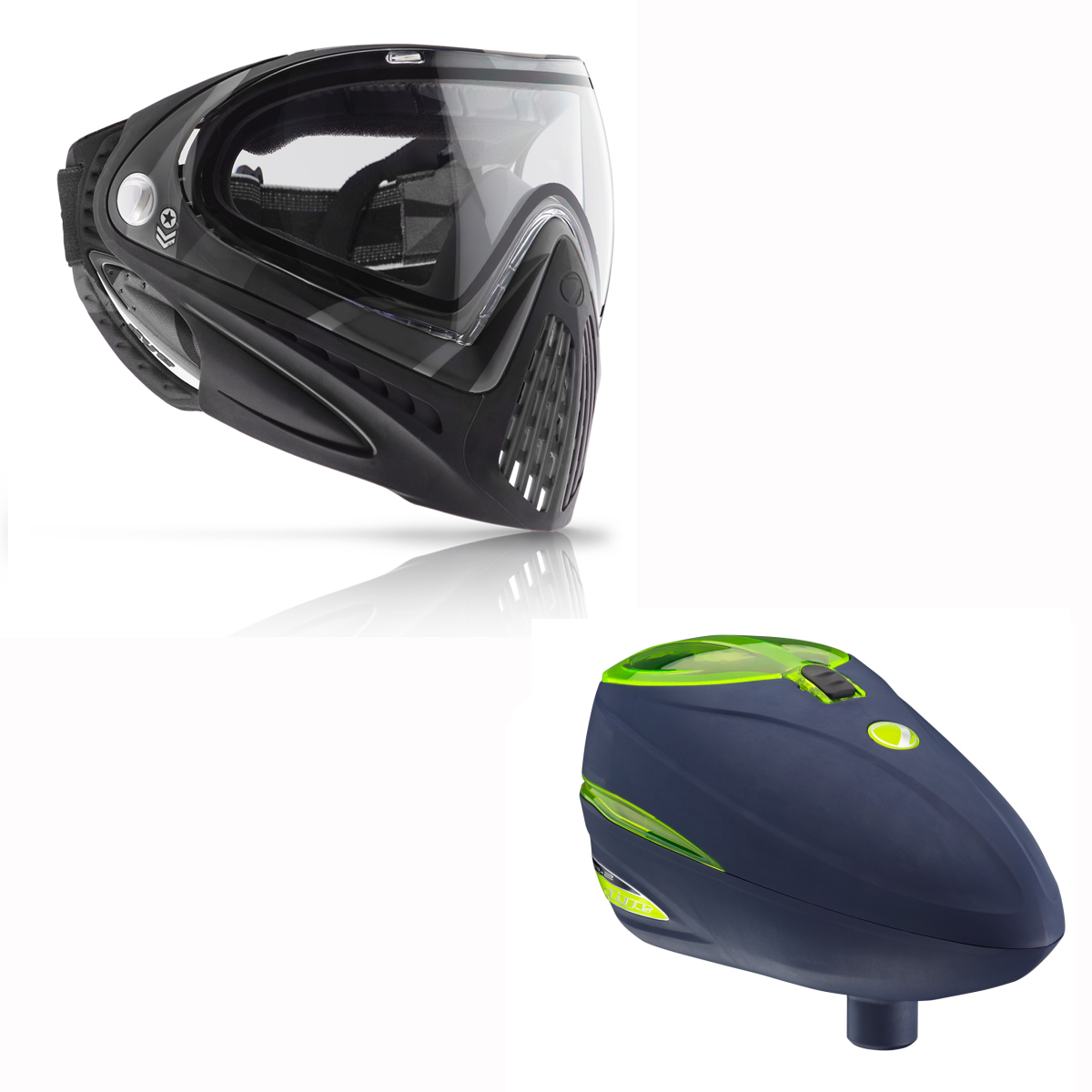 Dye Rotor R2 Paintball Loader Hopper Navy/Lime & Dye i4 Mask Combo