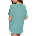 thumbnail image 5 of JWD Womens Waffle Knit Tunic Blouse Tie Knot Short Sleeve Henley Tops Loose Fitting Bat Wing Shirts Blue-Green Large, 5 of 5