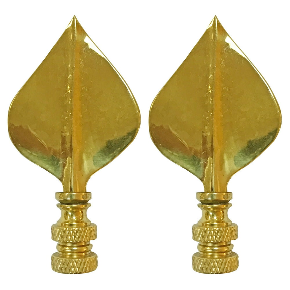 Royal Designs Spade Leaf Lamp Finial for Lamp Shade Polished Brass Set