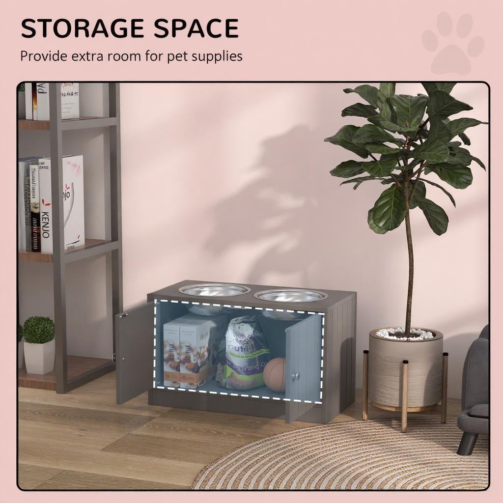Pet Bowls, Elevated Dog Bowls with Storage Cabinet Containing Large Capacity