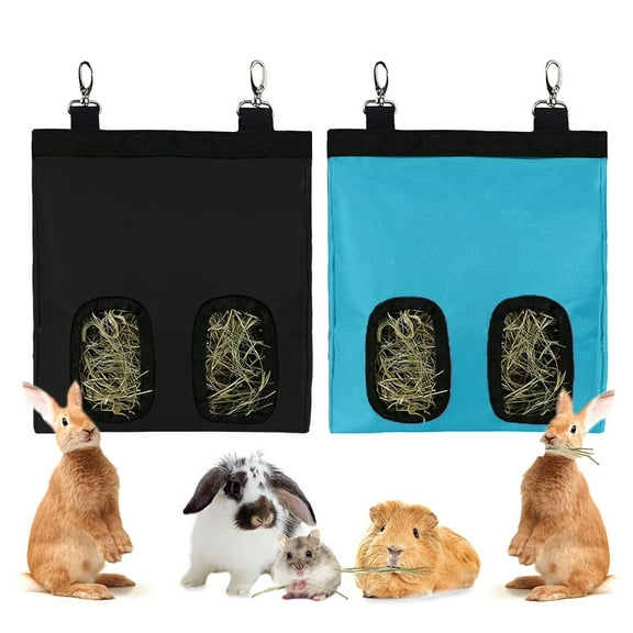 2 Pieces Guinea Pig Hay Bag Rabbit Feeding Bag Small Animal Hay Feeder Bag Hanging Feeder Sack - Type:Set3