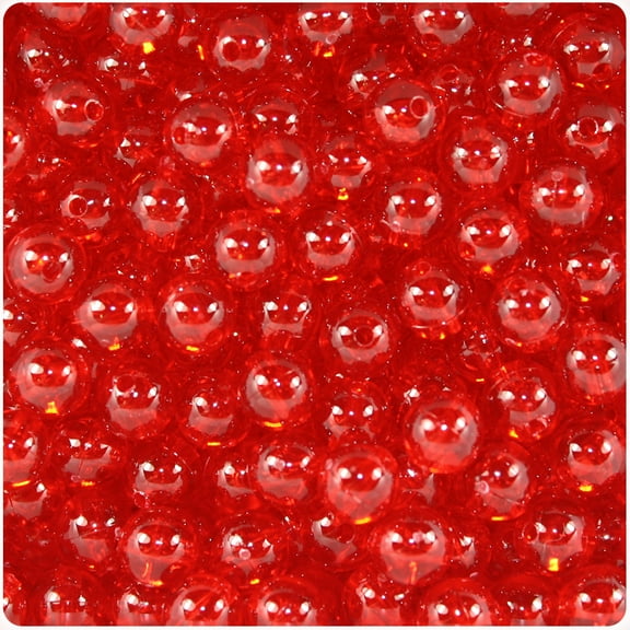 BeadTin Ruby Transparent 8mm Round Craft Beads (300pcs)