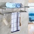 thumbnail image 3 of Large Towel Rack with Shelf large towel rack Stainless Steel Double Towel Bar Dual Hanger Storage Organizer Wall Mount, Without Hook, 3 of 7