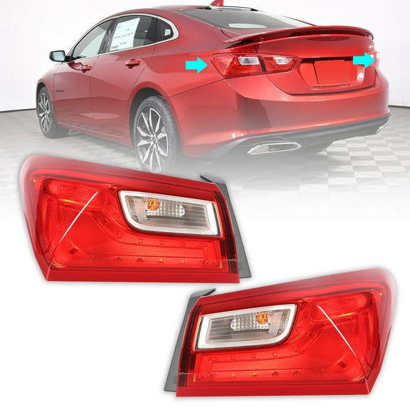 LABLT LH RH Tail Lights Replacement for 2016 2017 2018 2019 2020 Chevy Malibu Non-LED Tail Lights Lamps Rear Outer Driver & Passenger Sides
