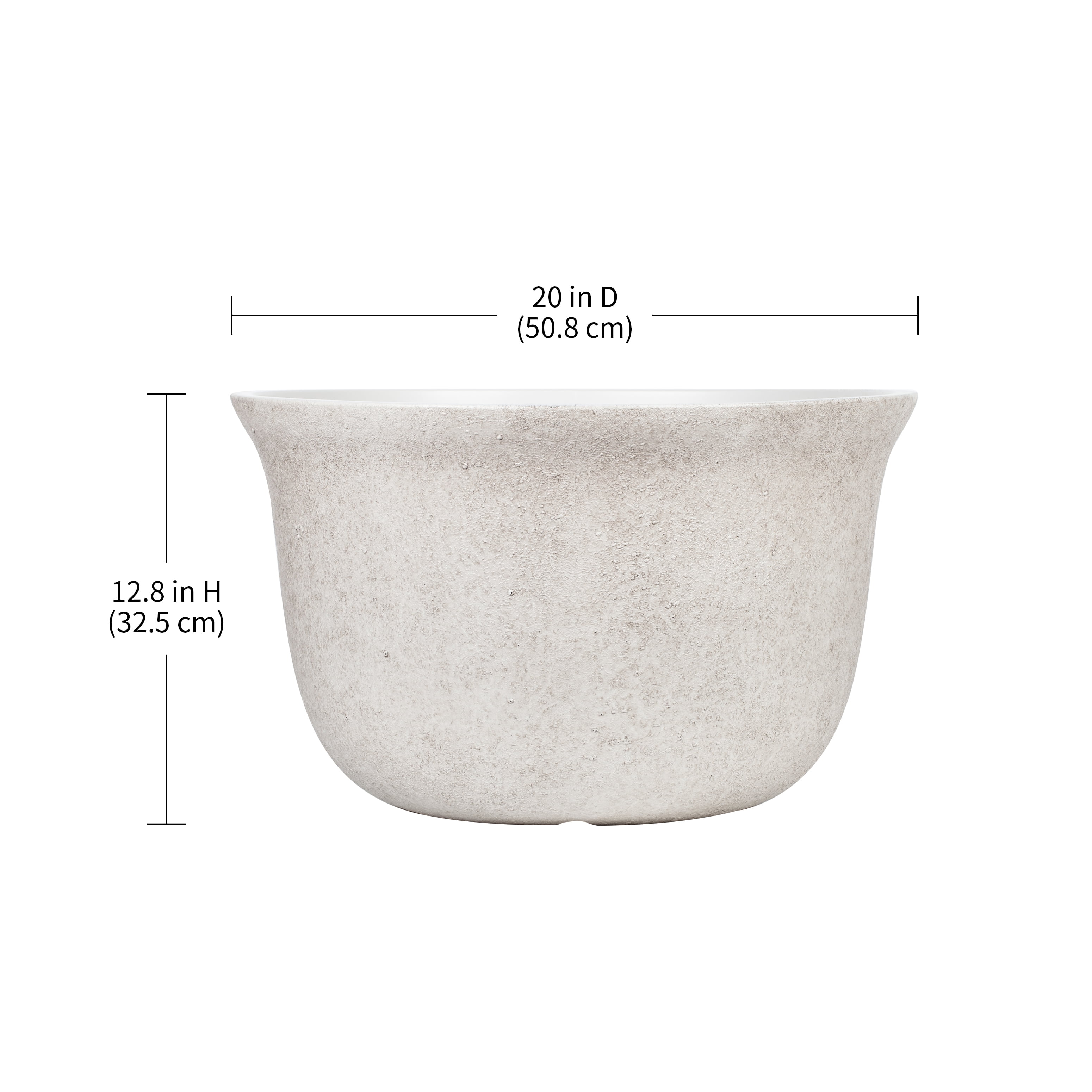 Mainstays 20 inch Bowl Planter with Drainage - Gypsum