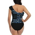 thumbnail image 5 of Haiem Navy Camouflage American Flag Women's One Piece Swimsuits Tummy Control One Shoulder Bathing Suits Ruffle Swimwear-Small, 5 of 8