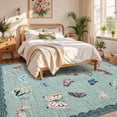 thumbnail image 5 of Memoryfield 9' x 12' Modern Butterfly Print Area Rug, Washable, Non-Slip, Low-Pile Carpet for Living Room, Bedroom, Green, 5 of 6