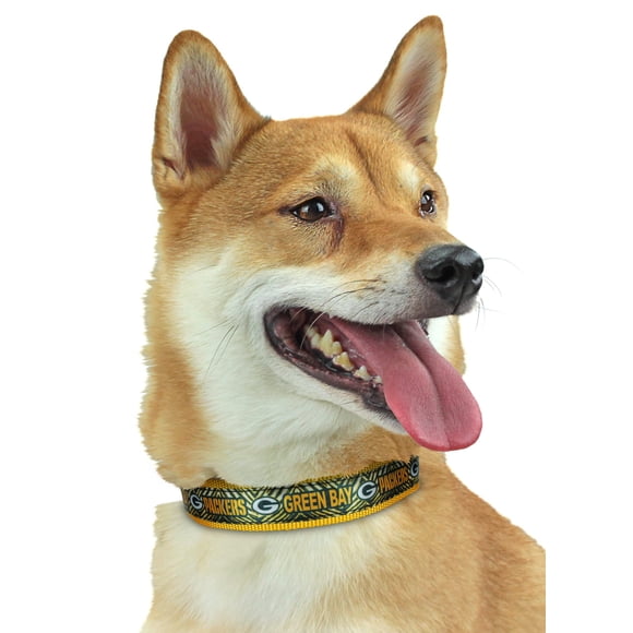 Zubaz NFL Team Adjustable Pet Collar for Dogs & Cats Green Bay Packers Large
