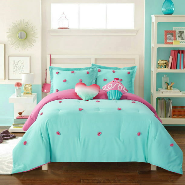 Better Homes & Heritage Kids Pom Pom Polka Dot Comforter Sets, With Sham Decorative Pillow - Walmart.com