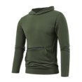 thumbnail image 3 of Mens Cotton Blend Hoodies with Front Pocket Pullover Long Sleeve Sweatshirts Lightweight Solid Color Breathable Athletic Workout Hooded Tops, 3 of 4