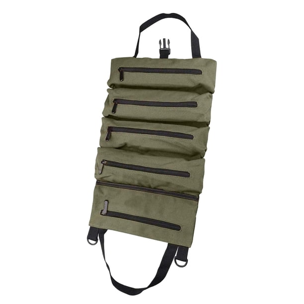 Bolsa de herramientas enrollable Estuche de almacenamiento Cremalleras resistentes Hebilla segura Herramienta fácil de transportar Verde