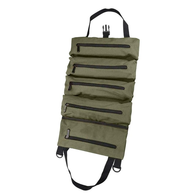 Bolsa enrollable para herramientas, organizador, bolsa para herramientas, cremalleras, hebilla segura, fácil de llevar, estuche de almacenamiento para Verde