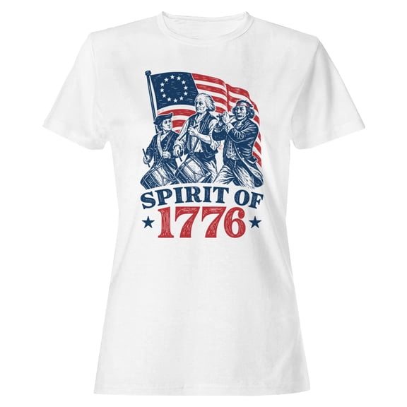 Smartprints Spirit of 1776 Patriotic Women's T-Shirt White, Cotton, S