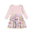 thumbnail image 4 of Abcomgle Cute Dresses for Girls 10-12 Casual A-Line Long Sleeve Tshirt Dress Floral Print Girls Skater Dress Basic Crew Neck Swing Skirt for 4-14t Kids 11-12 Years,Light pink, 4 of 5