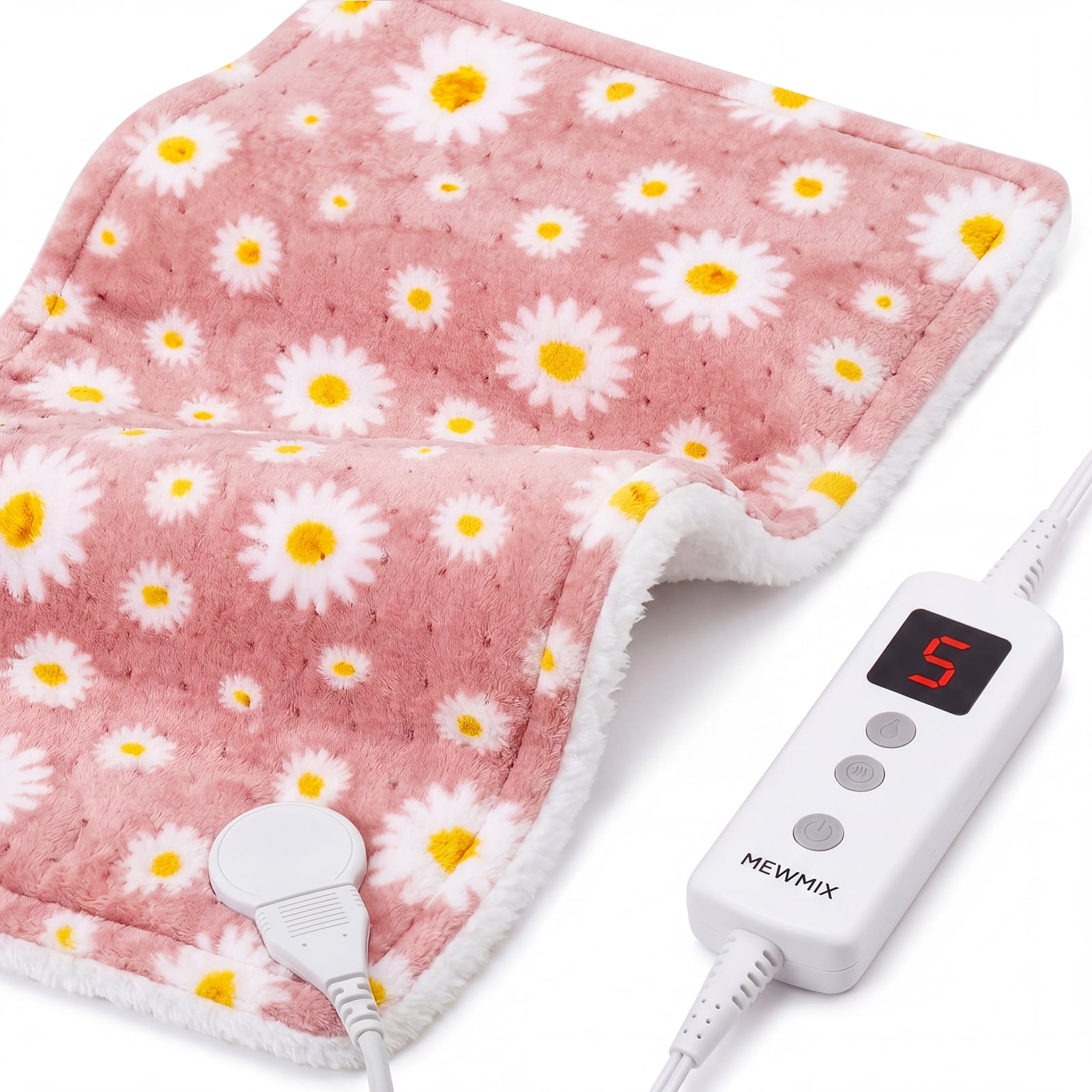 Daisy Heating Pad for Back Period Cramps Neck Shoulder Pain Relief Portable Electric Heat Pads Pink Stuff Gifts Ideas, Funny Useful Self Care Christmas Birthday Gift for Women Mom Her Wife Girlfriend