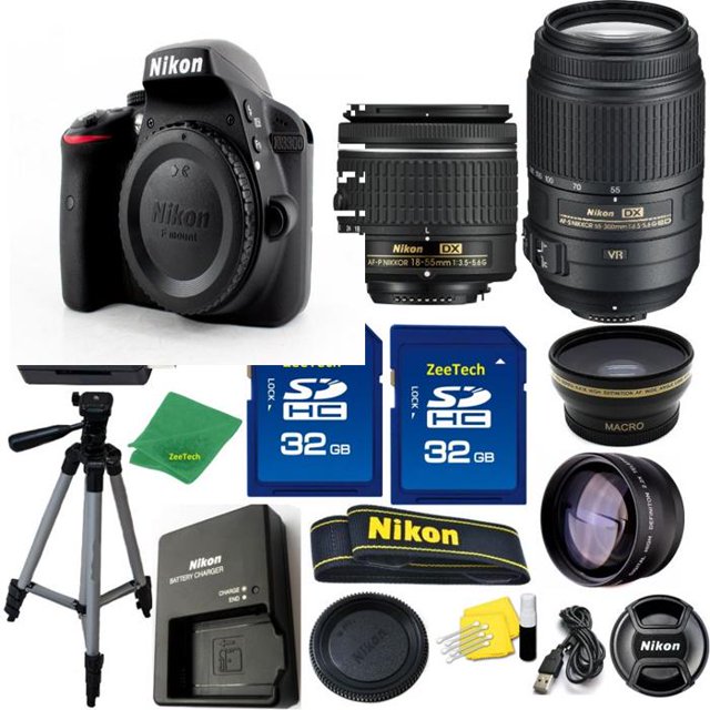 Paquete de Vacaciones Zeetech para D3300 con AFP de 18-55 Mm VR de 55-300 Mm Trípode 2 Tarjetas de Memoria de 32 GB Gran Angular Teleobjetivo Lector Juego de Limpieza