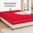 thumbnail image 2 of 1-Piece Fitted Sheet Zippered Closure for Olympic Queen Size (66" x 80") , 400 Thread Count, 100% Egyptian Cotton, 15" Deep Pocket, Red Solid Pattern, 2 of 6