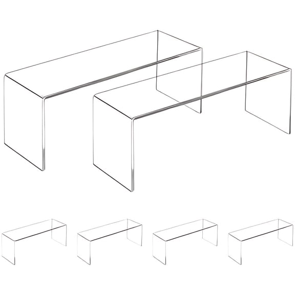 4 Pack Large Acrylic Risers Display Stands, Perfume Organizer Stand, Clear Acrylic Shelf for Show Decor Display, Toys, Cupcake and More(12.4 x 4 x 4.6 inches)