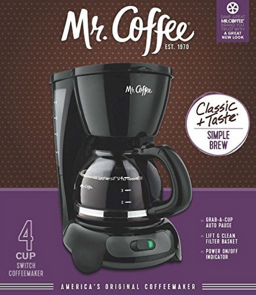  Mr. Coffee 4-Cup Switch Coffee Maker, White - TF4-RB