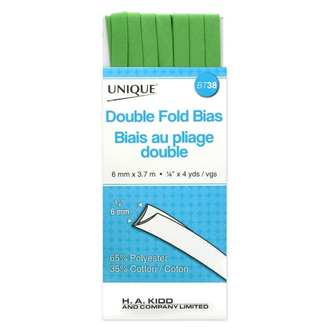UNIQUE Biais à plis doubles — 7 mm × 3,7 m, polycoton, blanc