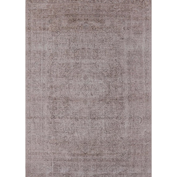Ahgly Company Machine Washable Indoor Rectangle Industrial Modern Rose Dust Purple Area Rugs, 8' x 10'