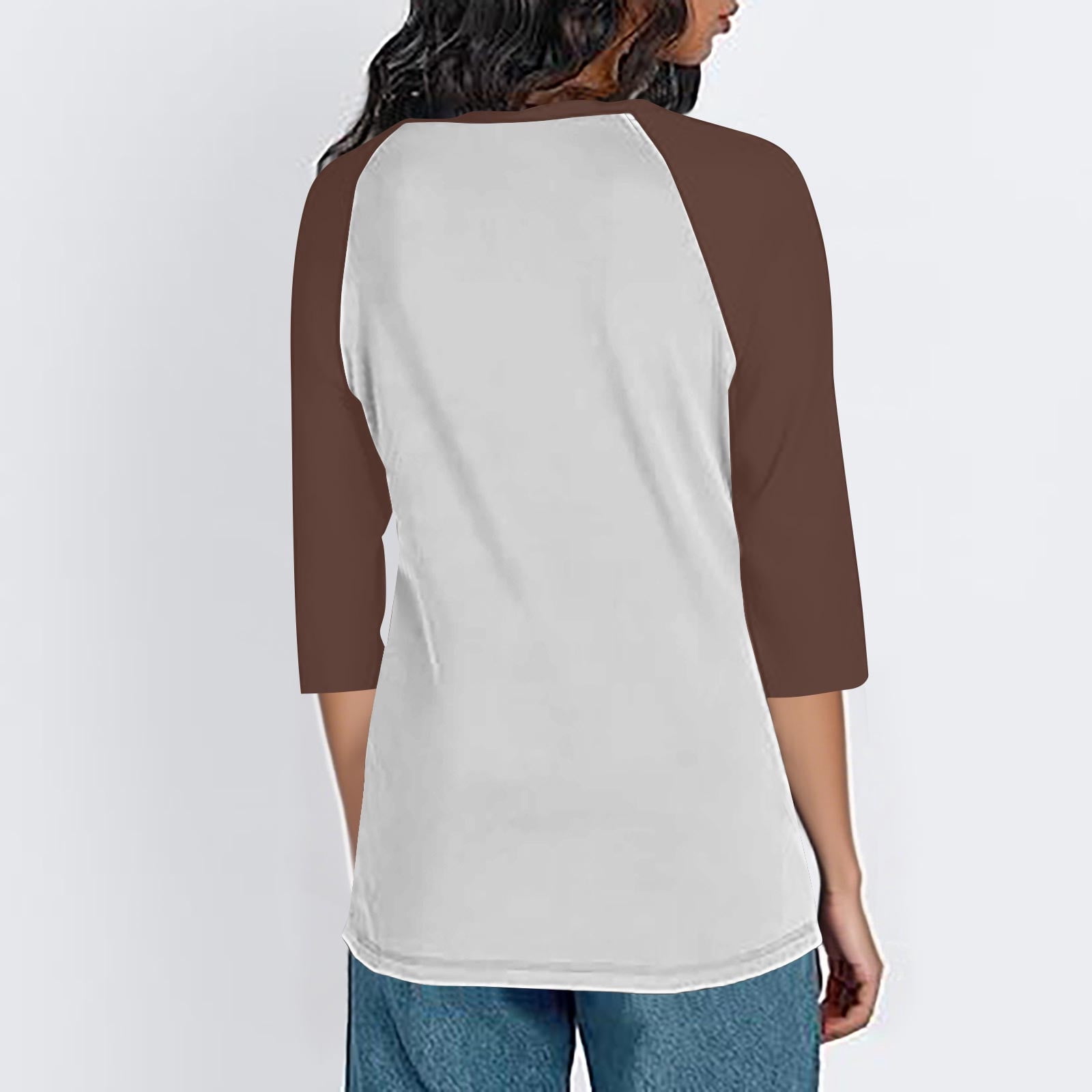 Womens Baseball Tee 3/4 Sleeve Fashion Crewneck Tops Color Block Blouse Casual Raglan Shirt