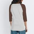 thumbnail image 4 of Qulqfy Raglan Tops for Women Spring Plus Size 3/4 Length Sleeve Shirts Crew Neck Tunic Fall Color Block Tops Blouses for Women M, 4 of 4