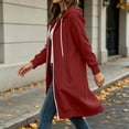thumbnail image 5 of yillto Womens Long Jacket Hoodie Sweatshirts Full Zip up Comfy Warm Fashion Fall Casual Coats with Pockets, 5 of 7
