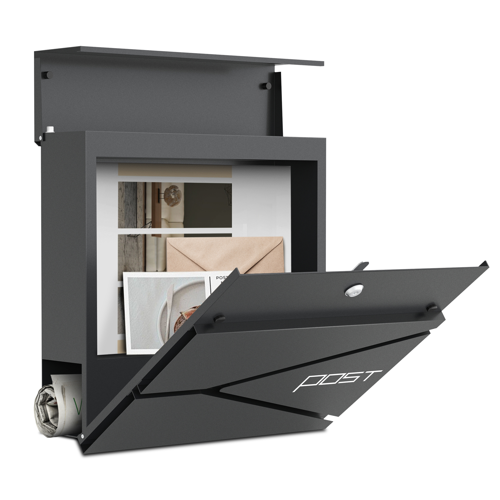 Lockable Wall Mounted Mailbox With 2 Keys For House, Large Capacity Mailboxes For Outside,  14.16" X 14.57" X 3.15"