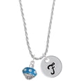 thumbnail image 1 of Delight Jewelry Silvertone Hot Blue with Crystals Spinner Silvertone Script Initial Disc - F - Charm Necklace, 20"+3", 1 of 4