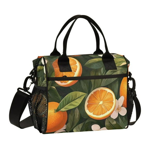 Ckdifva Orange Blossoms Leaves Cooler Bag Cooler Cooling Tote Lunch Bag Lunch Box Front Pocket with Shoulder Strap